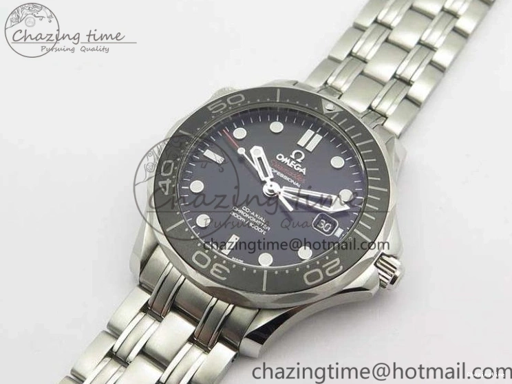 0823 Flexible Seamaster 300M SS OMF 1:1 Best Edition Black Dial Matt Black Ceramic Bezel On SS Bracelet A 8147